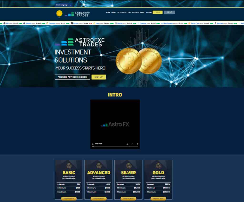 Página web de Astro FXC Trades