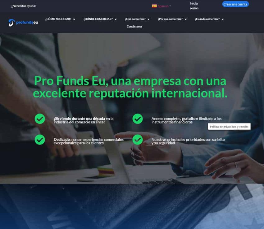 Página web de Pro Funds Eu