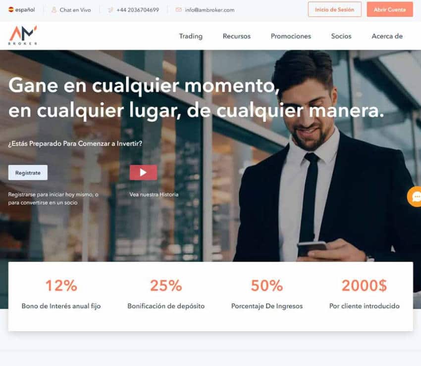 Página web de AM Broker