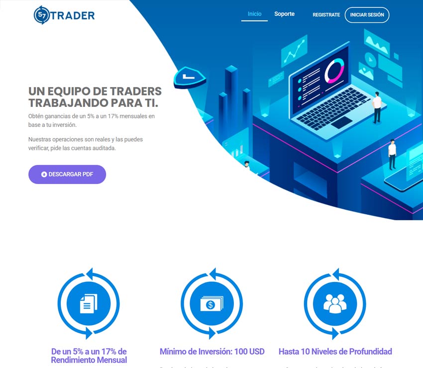 Página web de 57 Trader