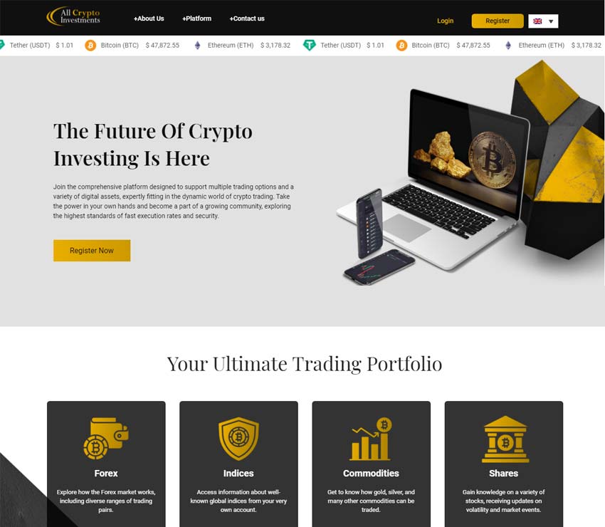 Página web de All Crypto Investments