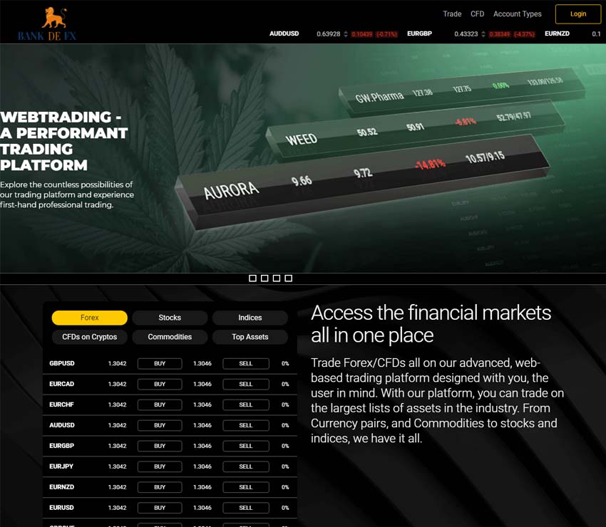 Página web de BankDeFx