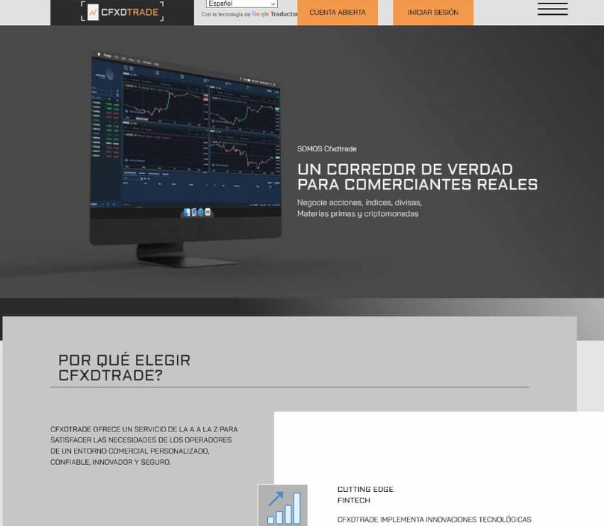 Página web de CFXDTrade