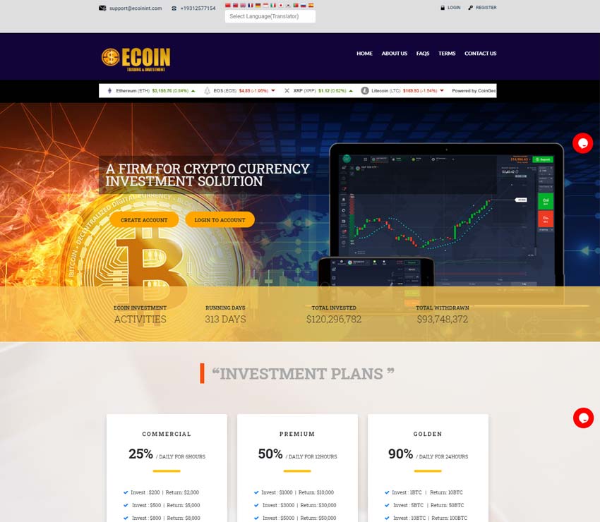 Página web de ECOIN
