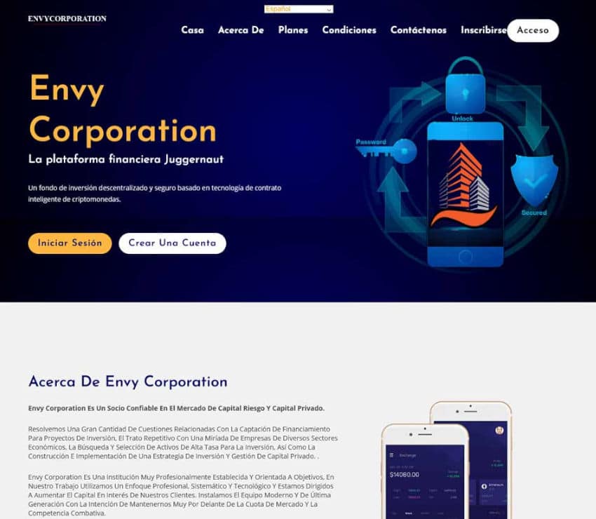 Página web de Envy Corporation