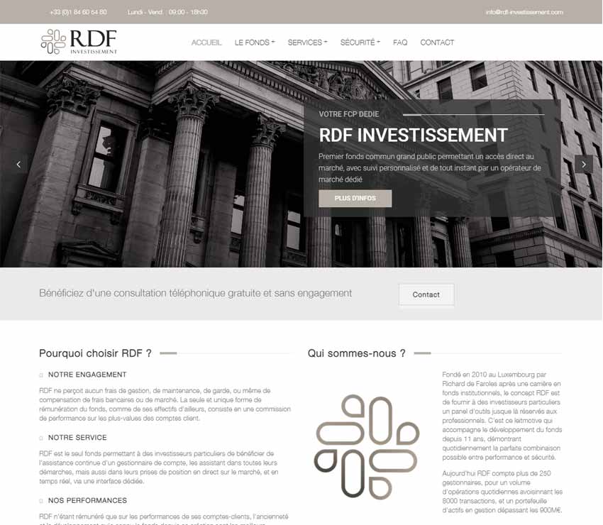 Página web de RDF Investissement