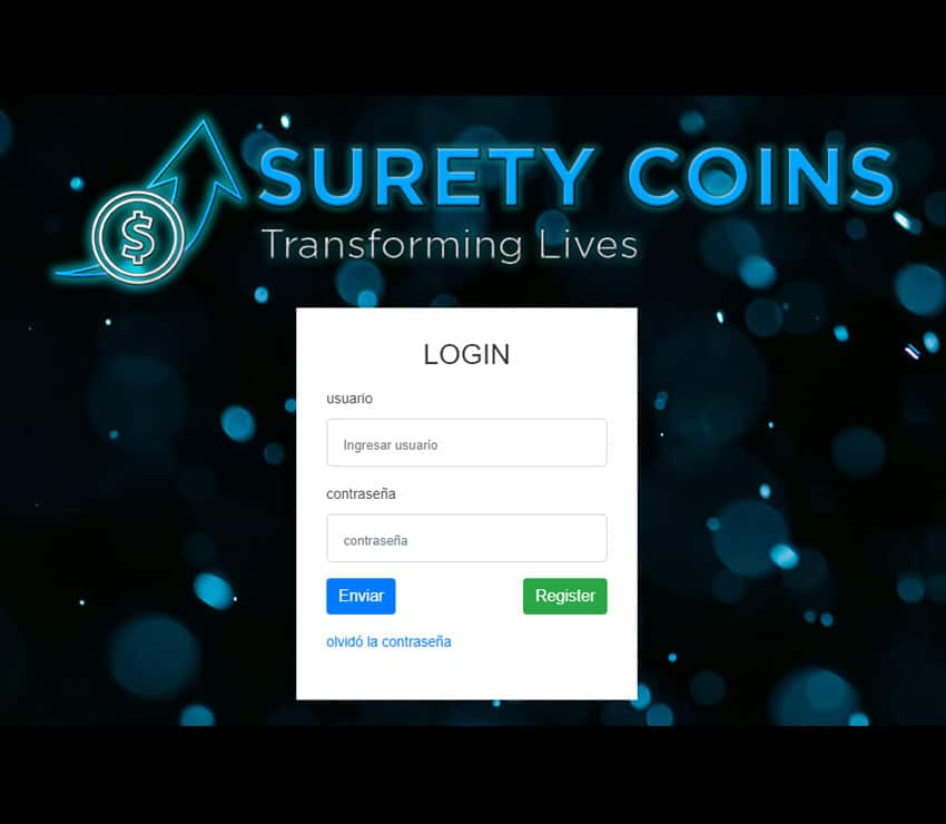Página web de Surety Coins