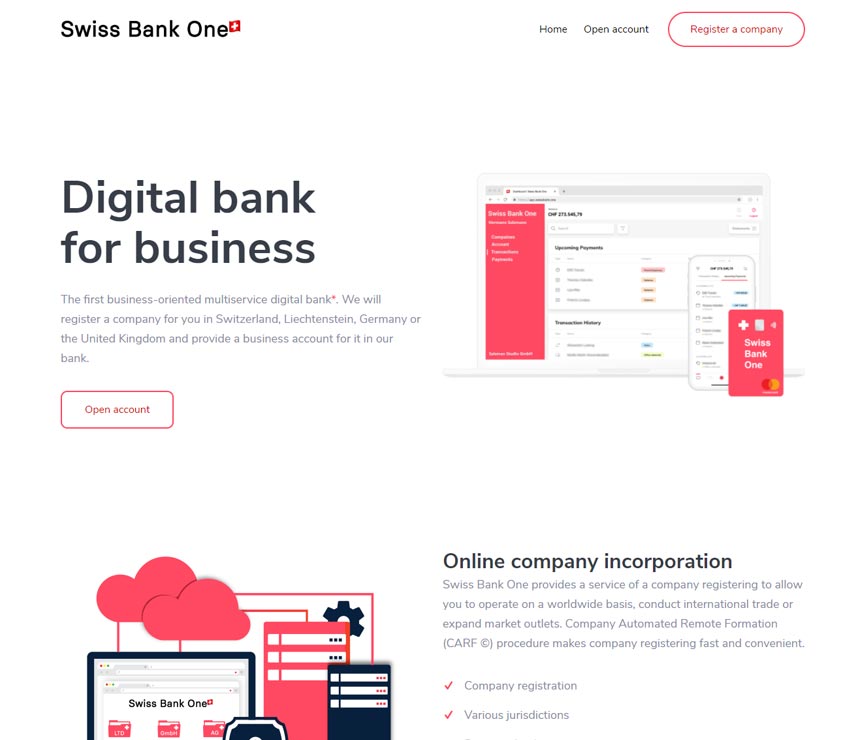 Página web de Swiss Bank One