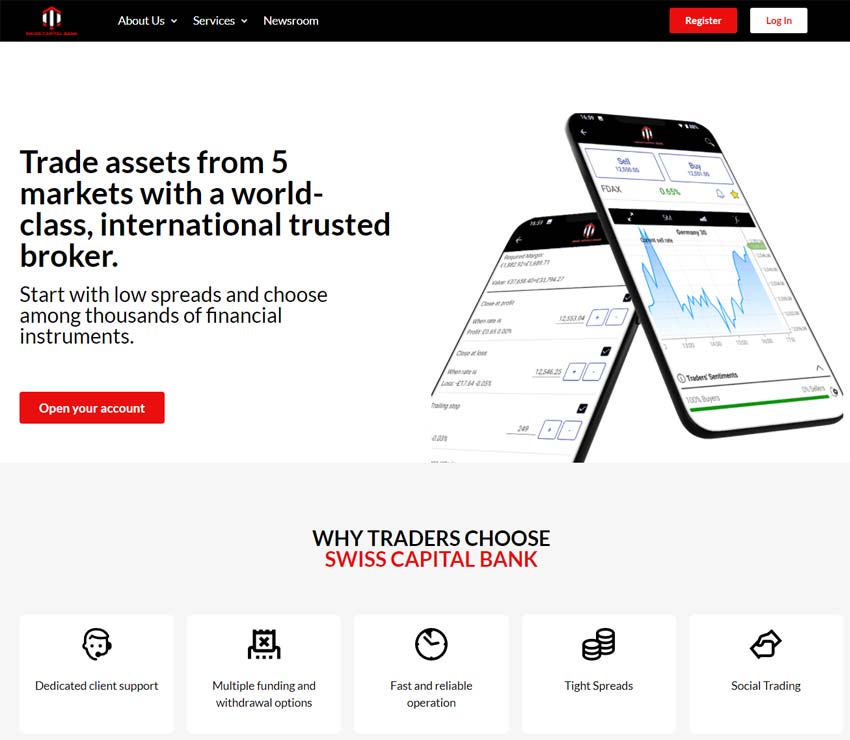 Página web de Swiss Capital Bank