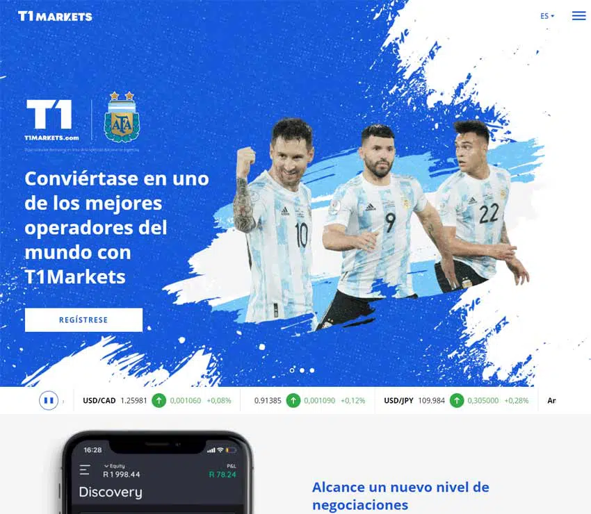 Página web de T1Markets