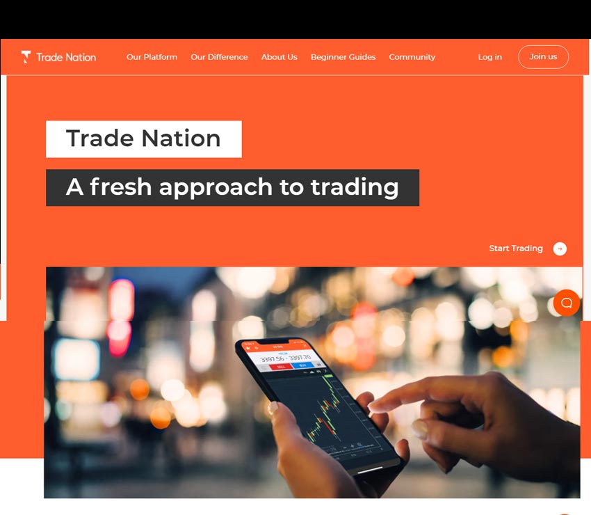 Página web de Trade Nation