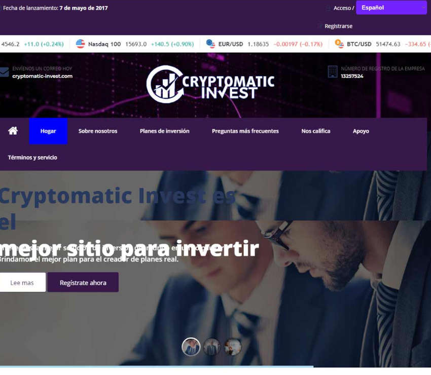 Página web de Cryptomatic Invest