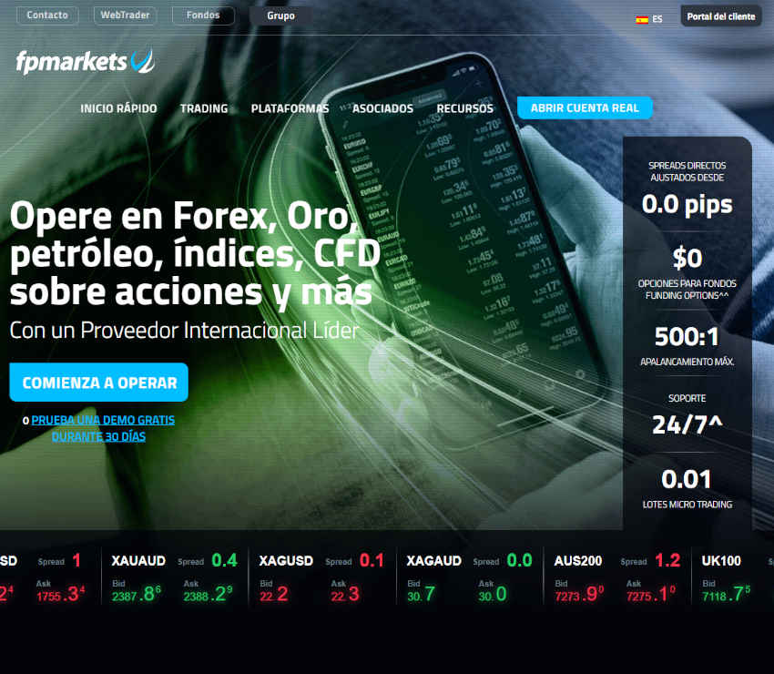 Página web de FP Markets