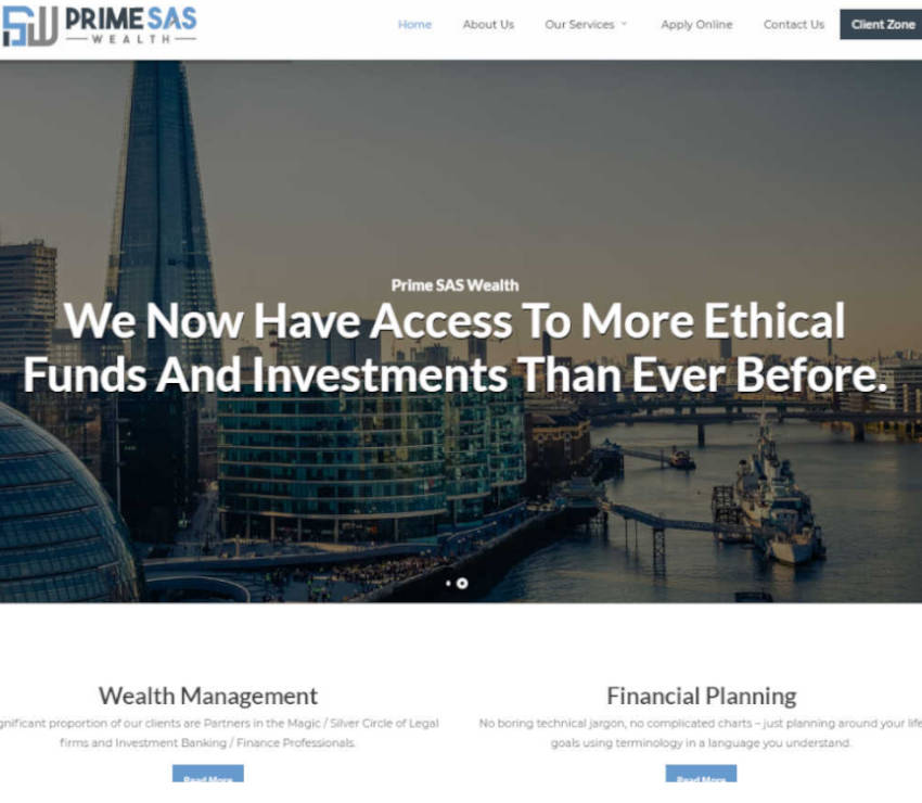 Página web de Prime SAS Wealth