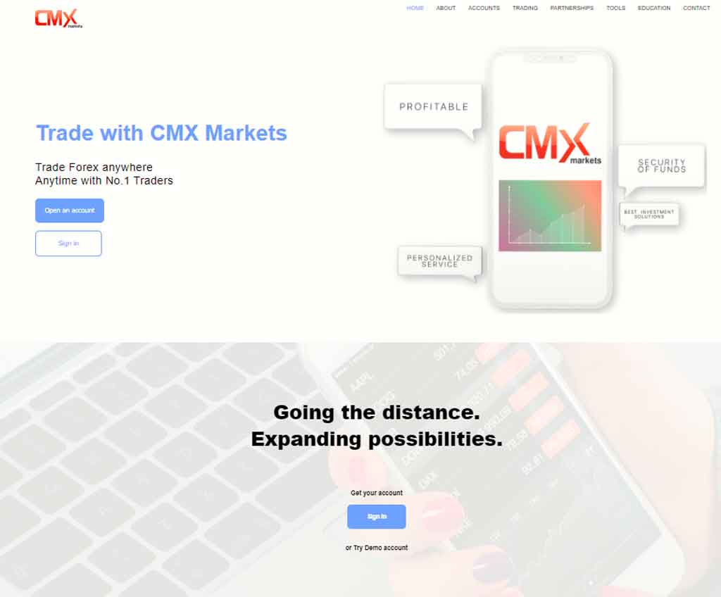 Página web de CMX Markets