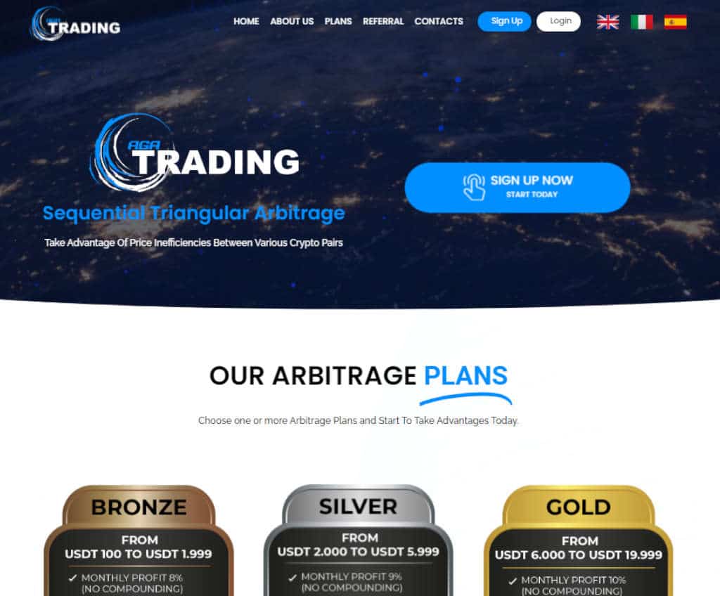 Página web de AGA Trading
