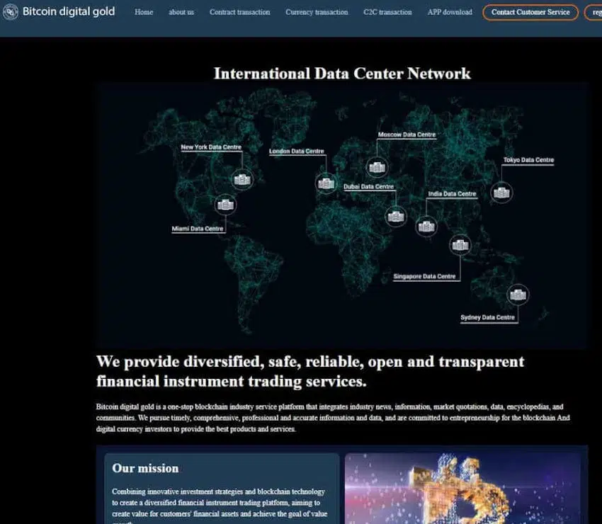Página web de Bitcoin Digital Gold