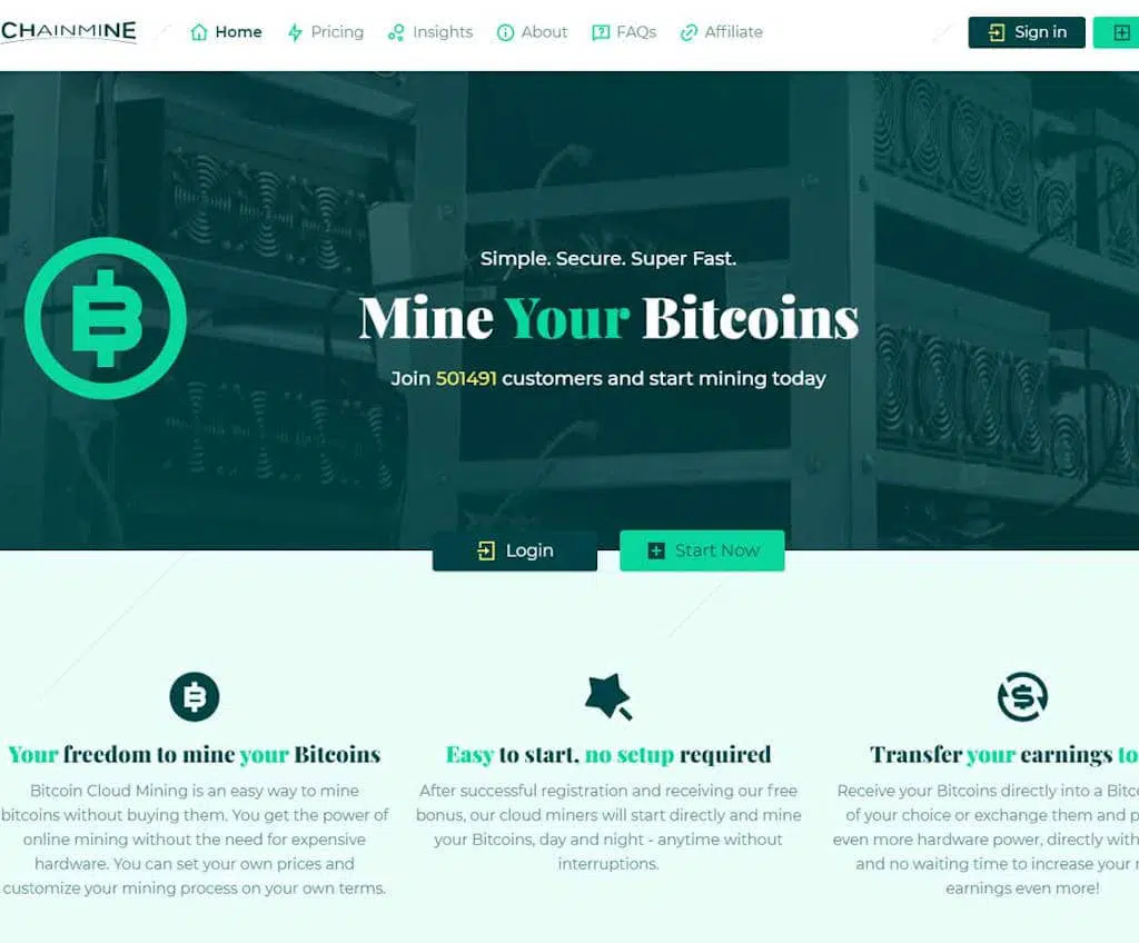 Página web de Chainmine