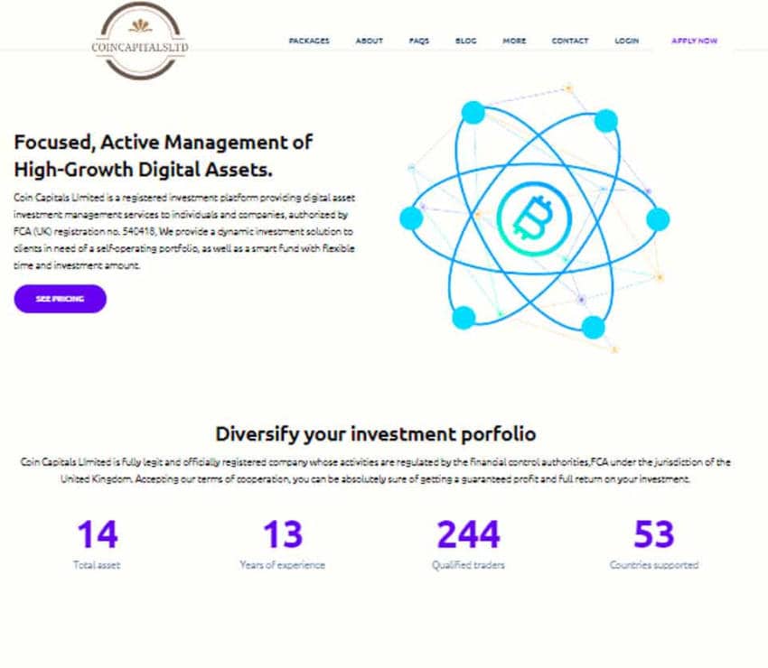 Página web de Coin Capitals Limited