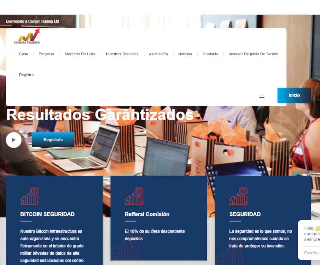 Página web de Coinjar Trading Ltd