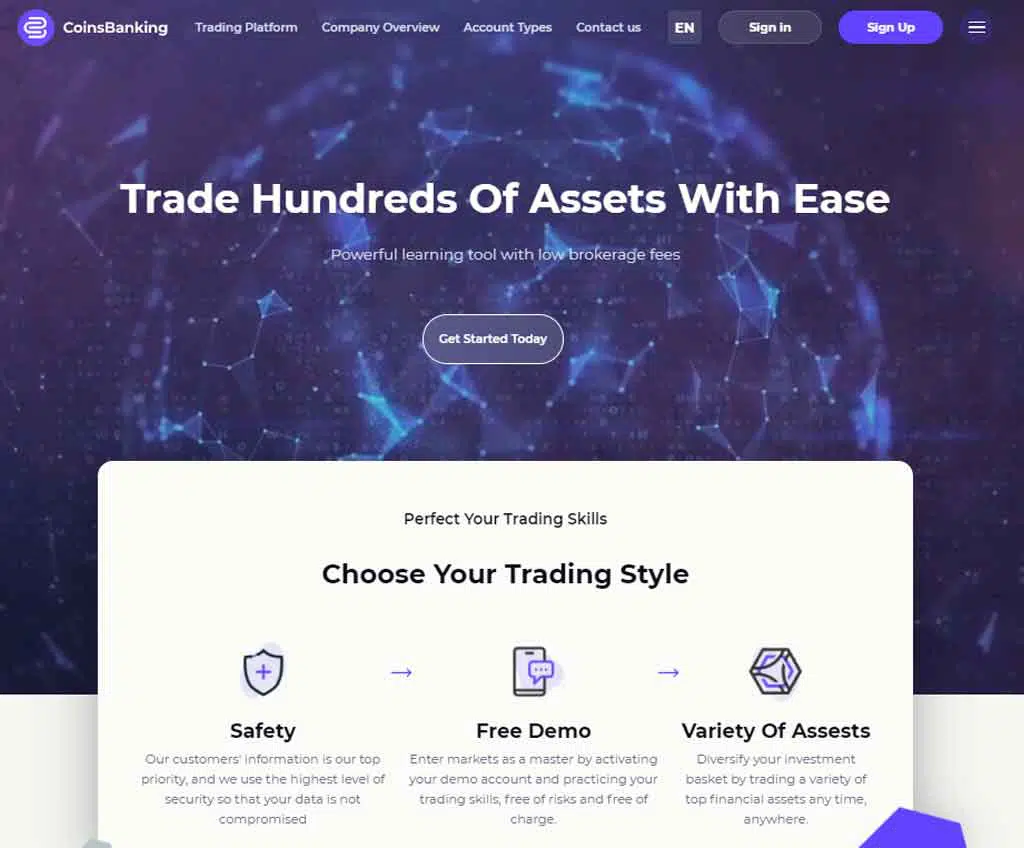 Página web de CoinsBanking