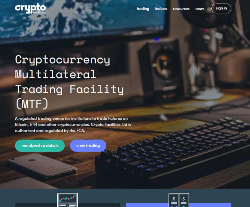 Página web de Crypto Facilities