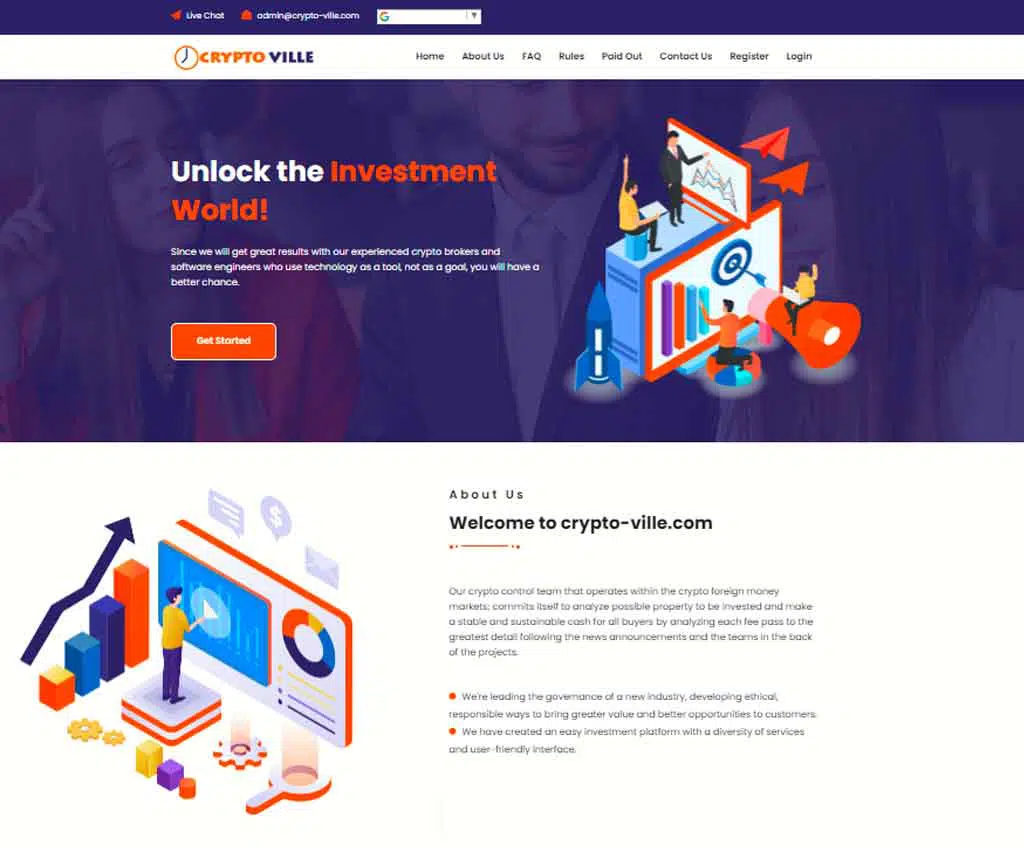 Página web de Crypto Ville