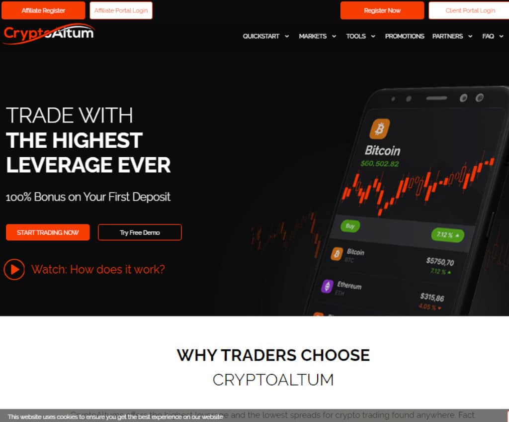 Página web de CryptoAltum