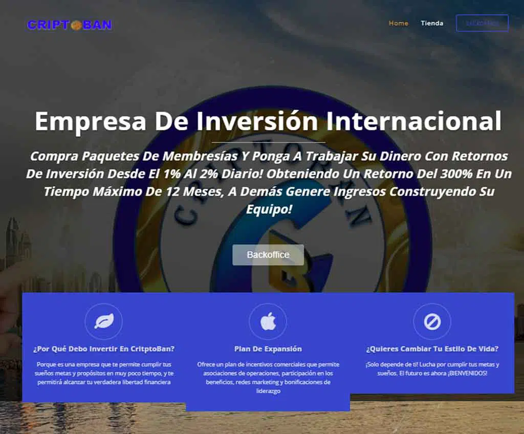 Página web de CryptoBan