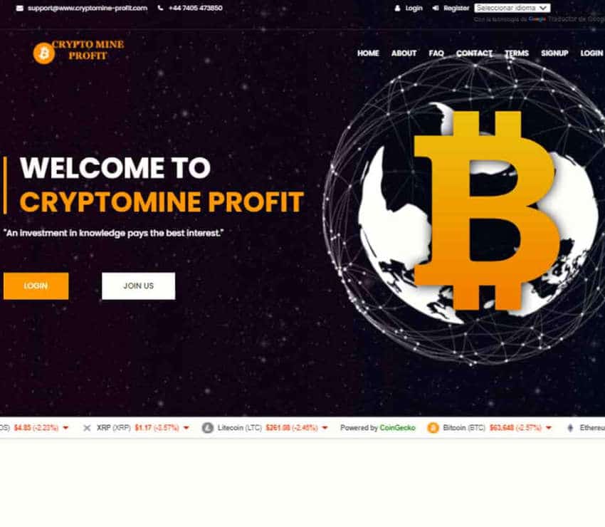 Página web de Crypto Mine Profit