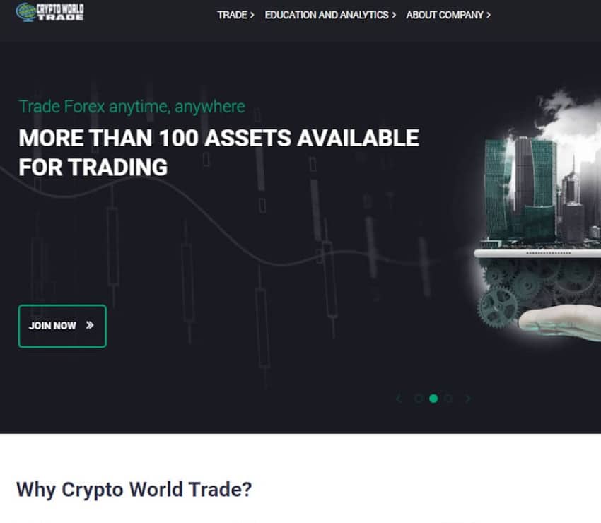 Página web de Crypto World Trade