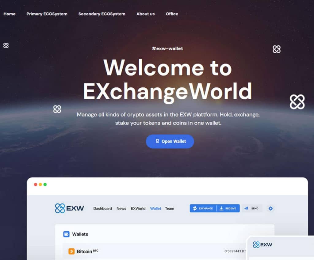 Página web de EXM Wallet