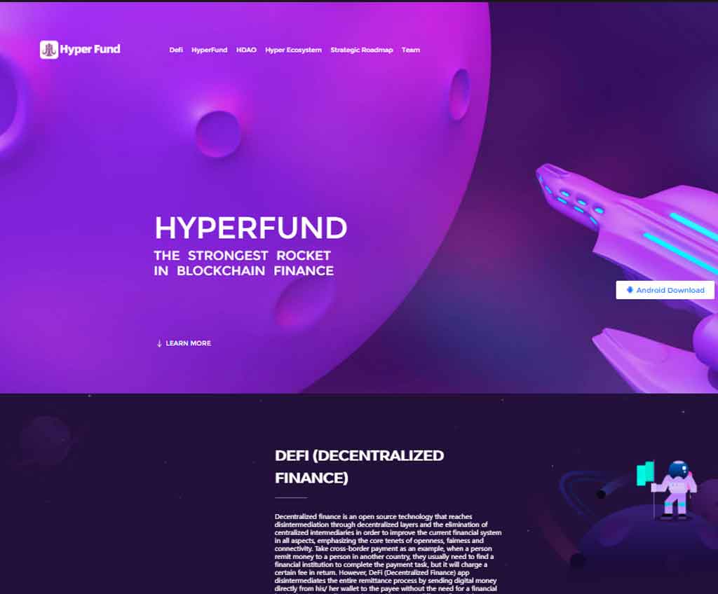 Página web de HyperFund