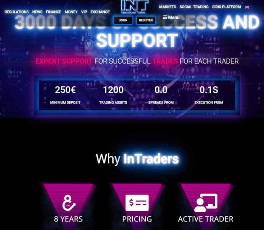 Página web de InTraders