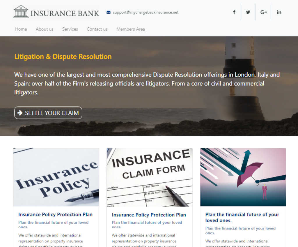 Página web de My Chargeback Insurance
