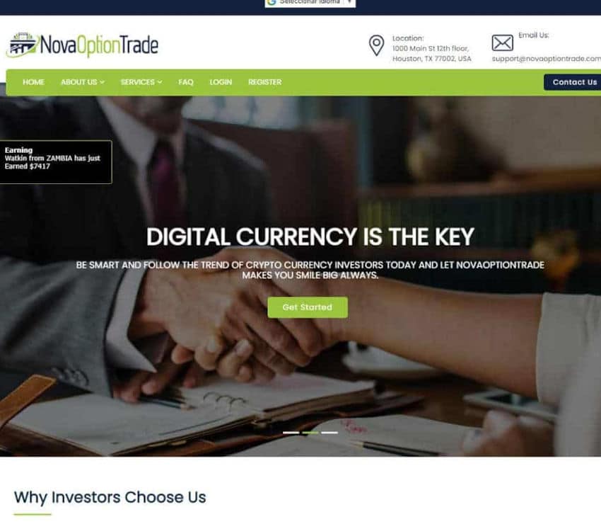 Página web de NovaOptionTrade