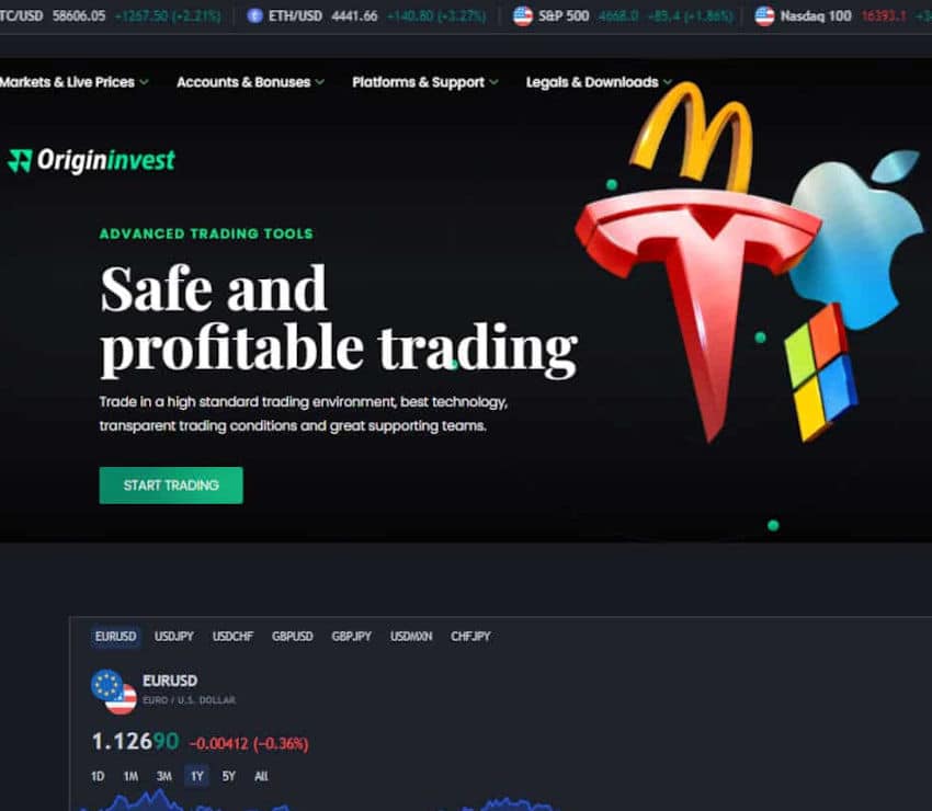 Página web de Origin Invest