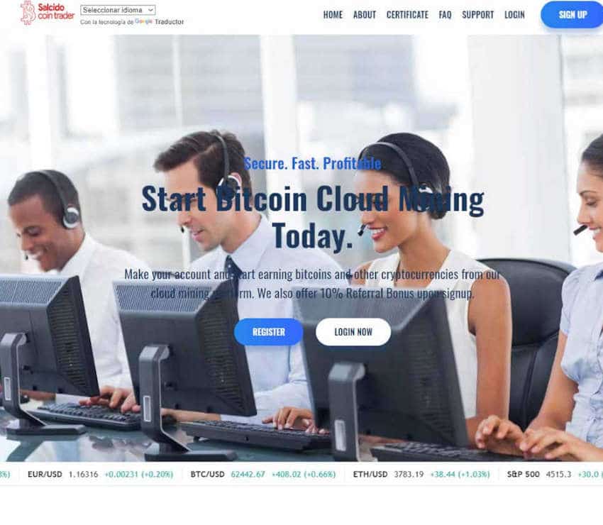 Página web de Salcido Coin Trader