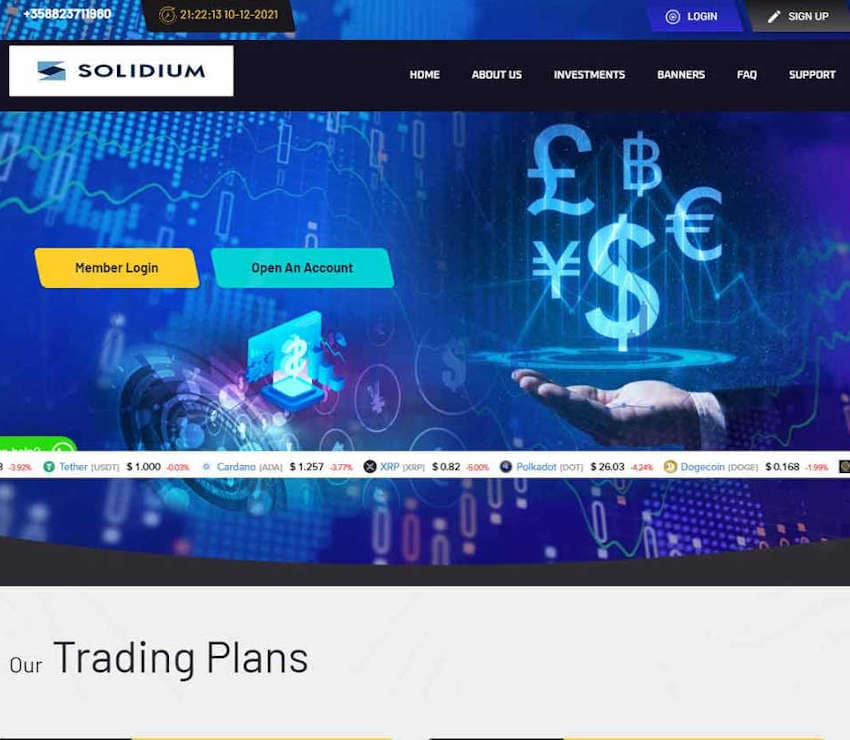 Página web de SolidiumTrade