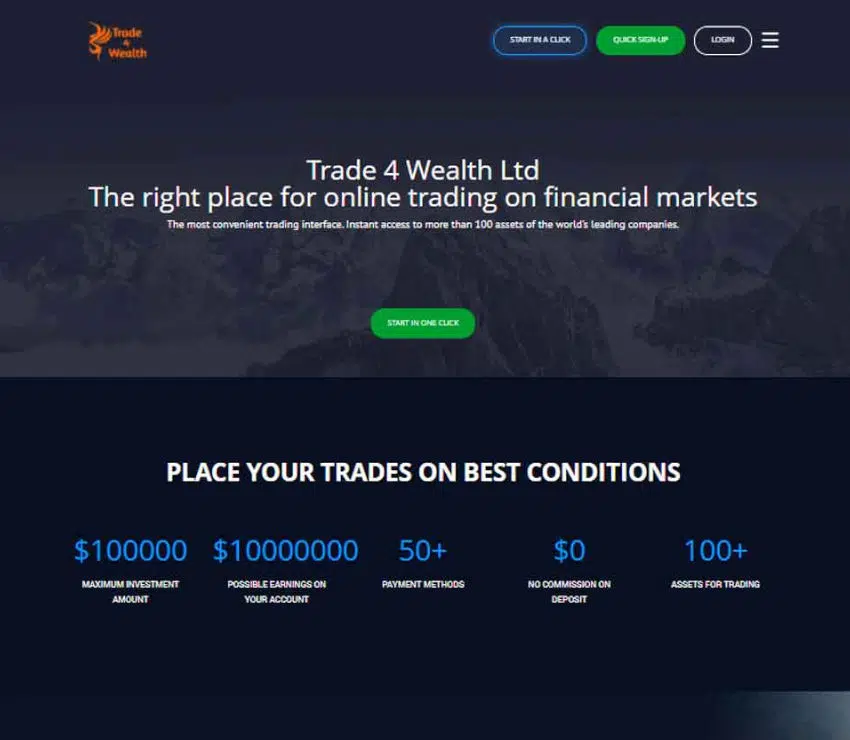 Página web de Trade 4 Wealth Ltd