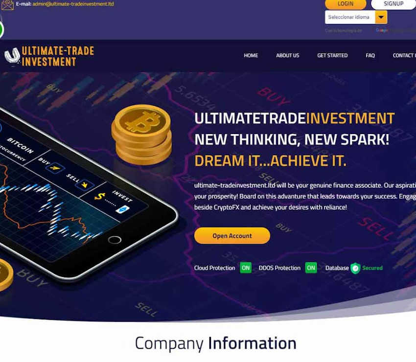 Página web de Ultimate-Trade Investment