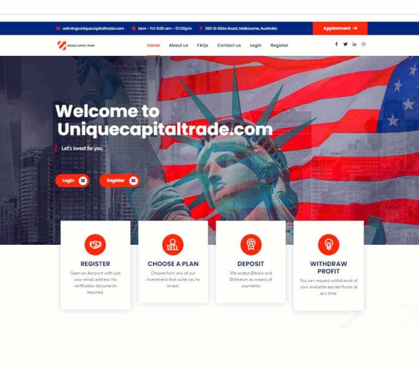 Página web de Unique Capital Trade