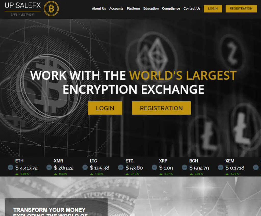 Página web de Up Sale FX