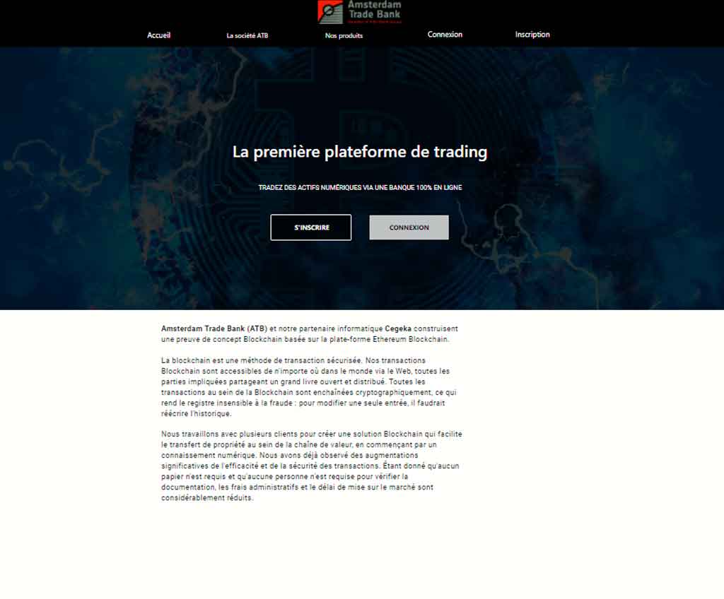 Página web de Amsterdam Trade Bank