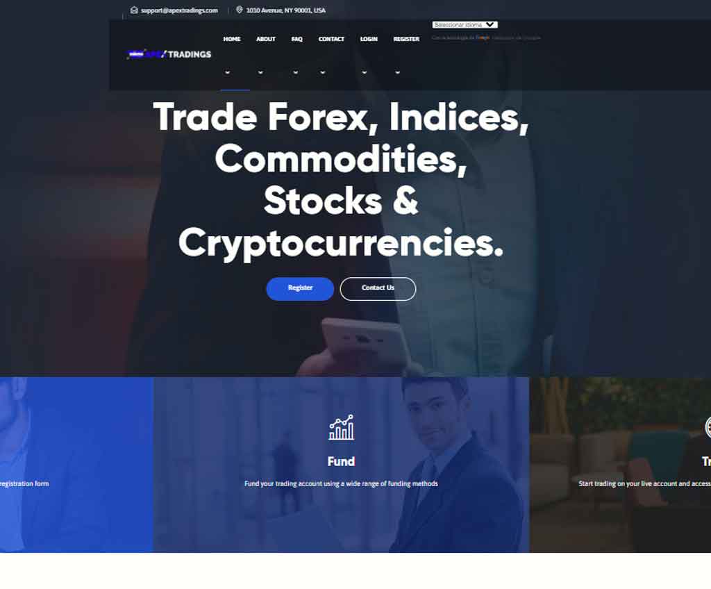 Página web de Apex Trading Investment Platform