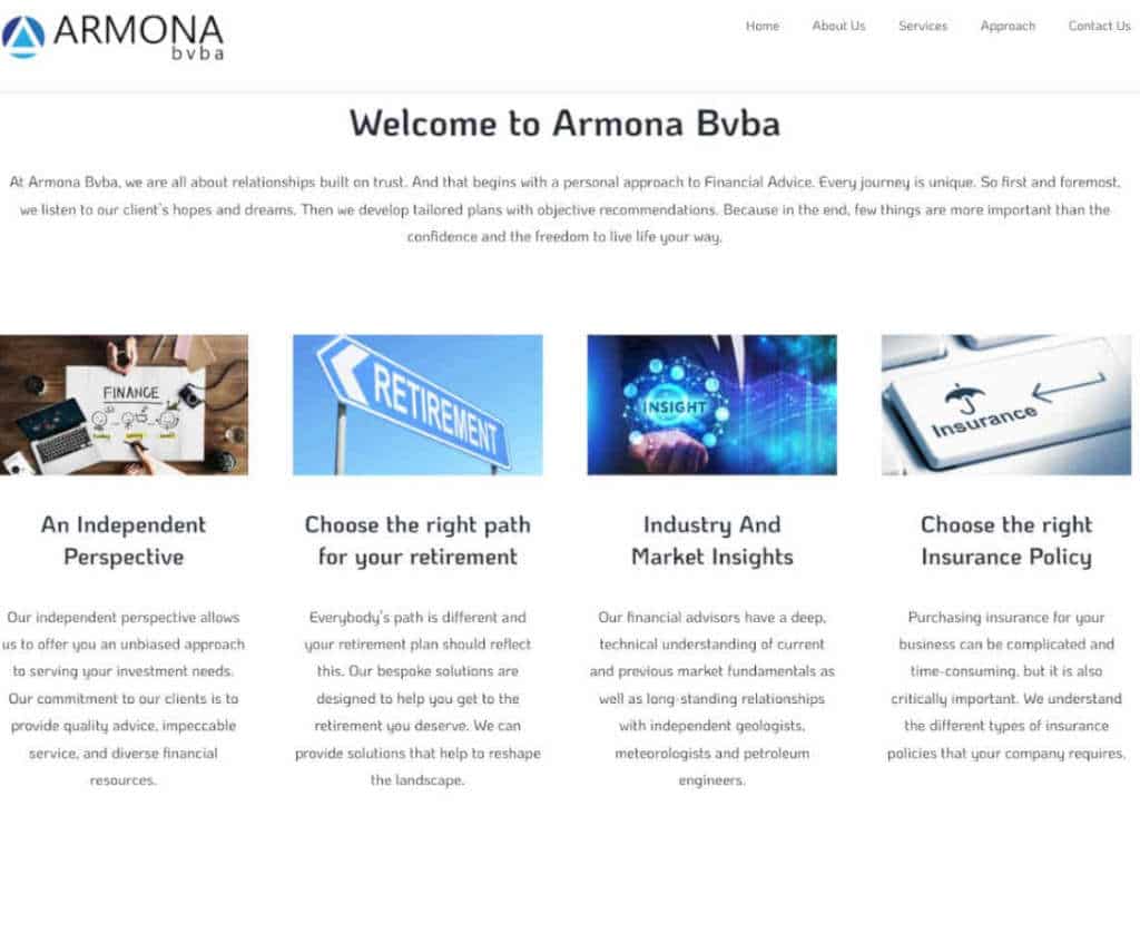 Página web de Armona Bvba