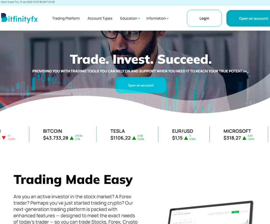 Página web de BitfinityFX