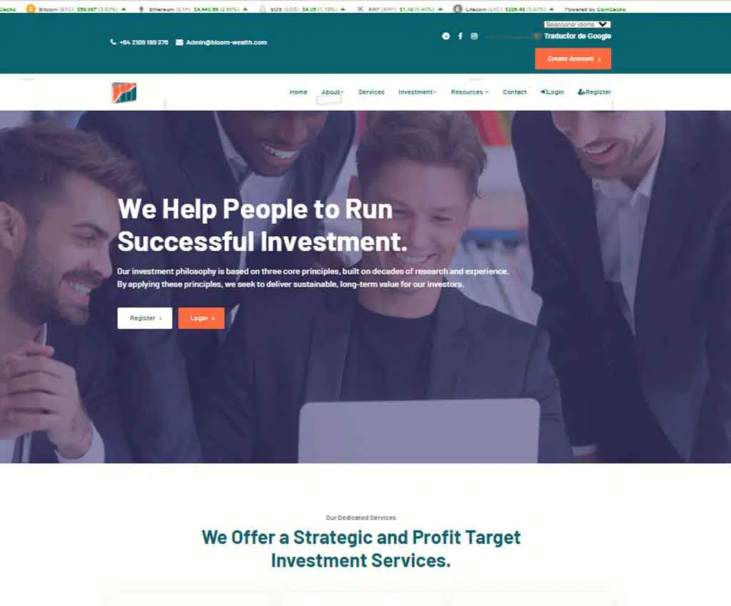 Página web de Bloom Wealth