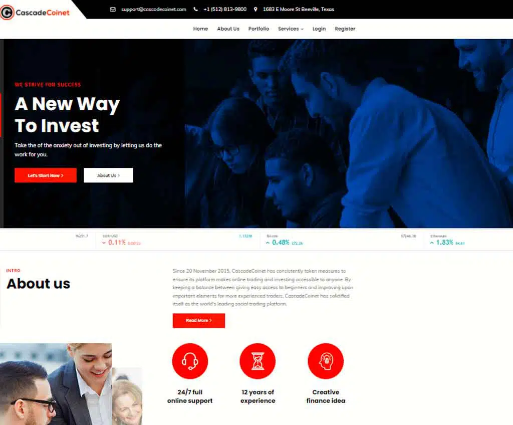 Página web de CascadeCoinet