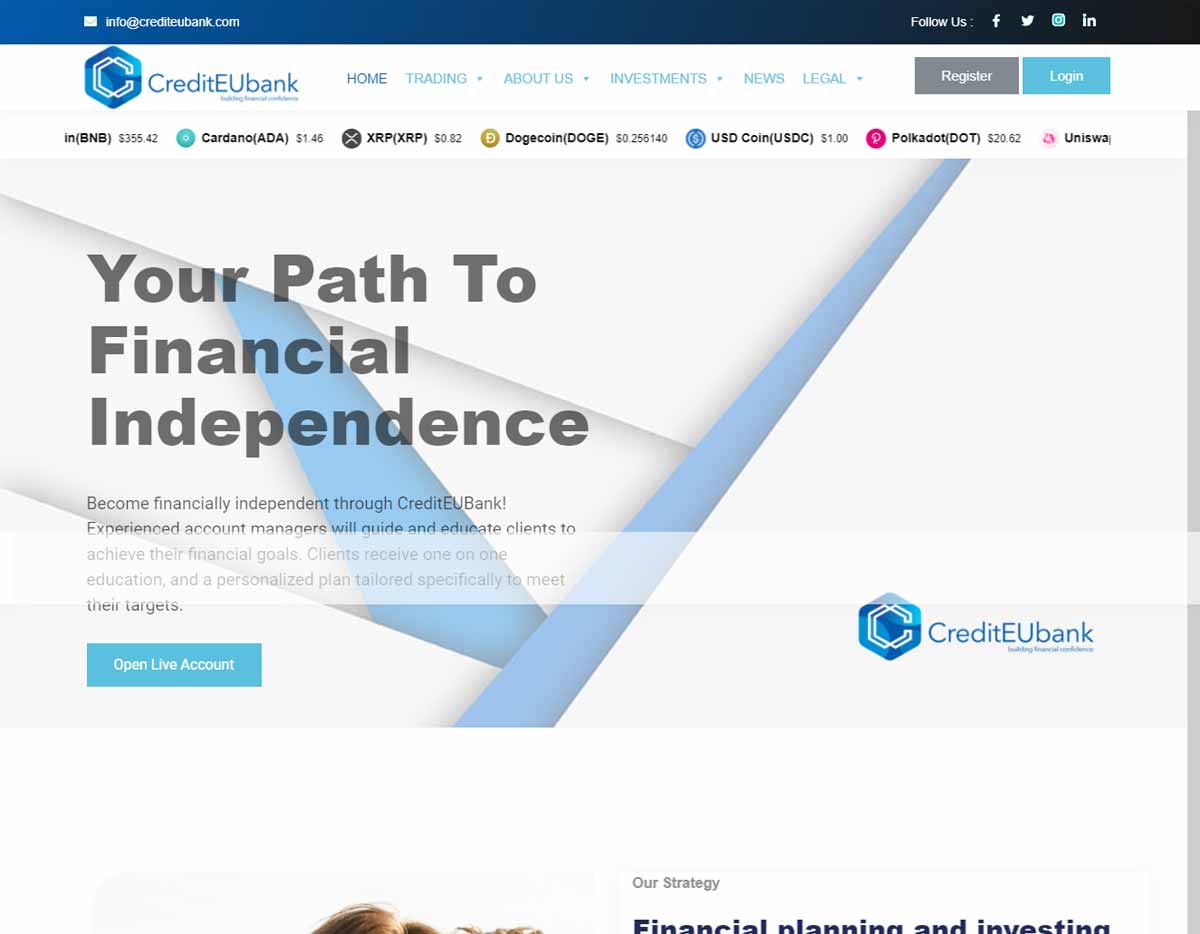 Página web de CreditEUBank